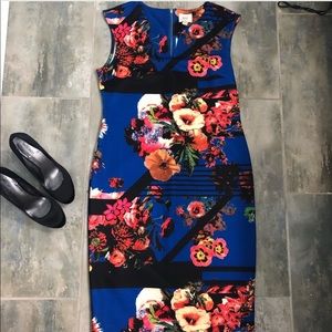 Blue floral sheath dress